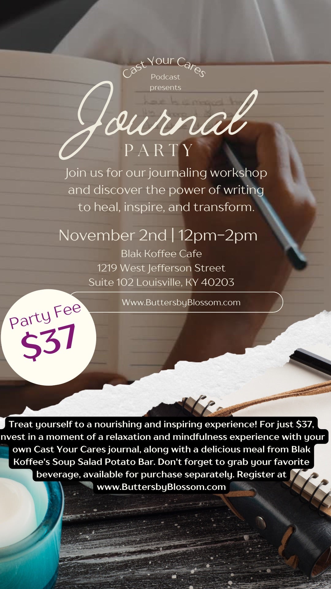 Cast Your Cares Journal Party